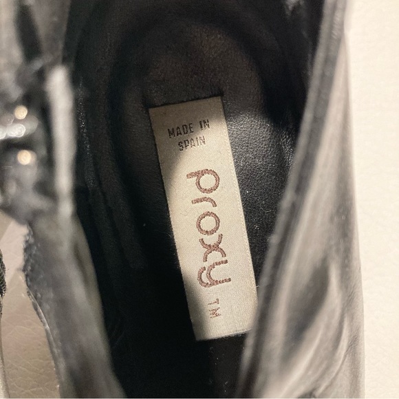 PROXY Sz 9.5 Leopard Print Elastic Top Square Heel Zipper Made In Spain Shoes - Picture 7 of 11